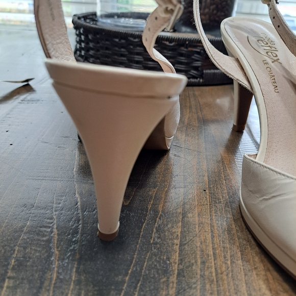 Ladies - Sling Back Leather Platform Dress Heels - Picture 8 of 9